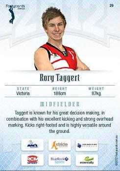 2012 Footy AFL Draft Prospects #29 Rory Taggert Back